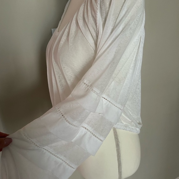 Free People White Crop Beach Top With Long Tiered Sleeves - Picture 6 of 15